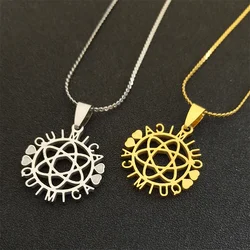 Quimica Chemistry Letter Round Hollow Pendant Necklace for Women Stainless Steel Fashion Chain Jewelry Gifts 8210-QKC