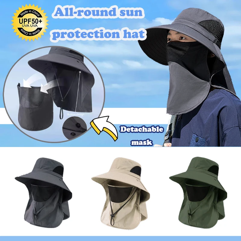 

Sun UV Protection Hat with Face Cover Neck UPF 50+ Big Eaves for Outdoor Travel, Mountain Climbing for Summer Outdoor Activities