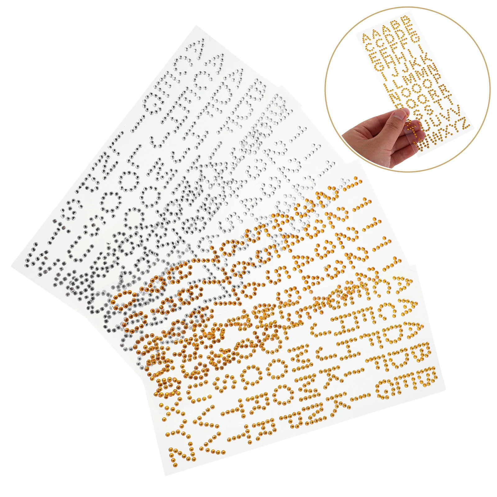 

4 Sheets Rhinestone Letter Number Stickers Acrylic Glitter Alphabet Stickers for Scrapbook Crafting DIY Decoration