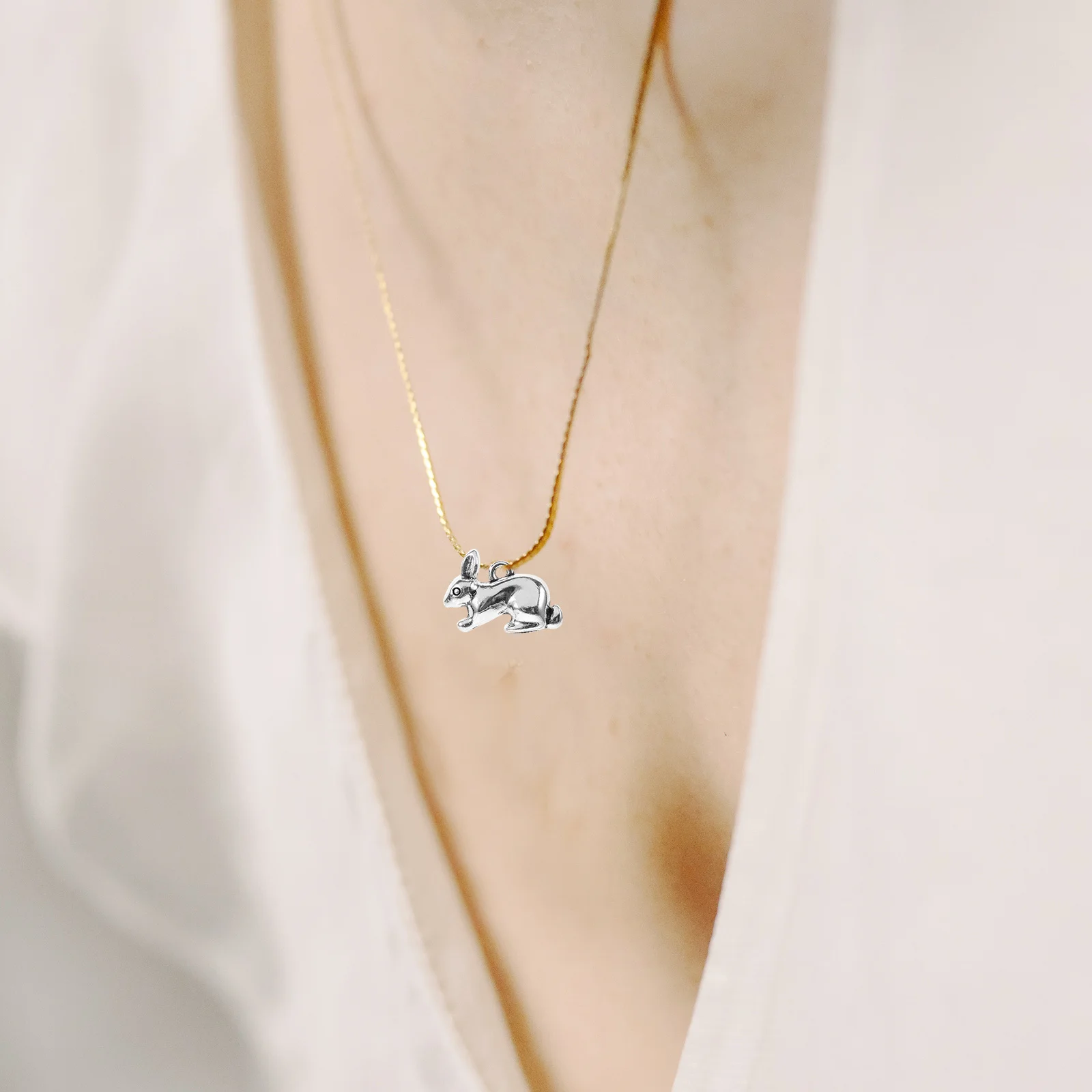 50Pcs Vintage Rabbit Zinc Alloy Hanging Charms for DIY Jewelry Making Necklace Bracelet Craft Accessories