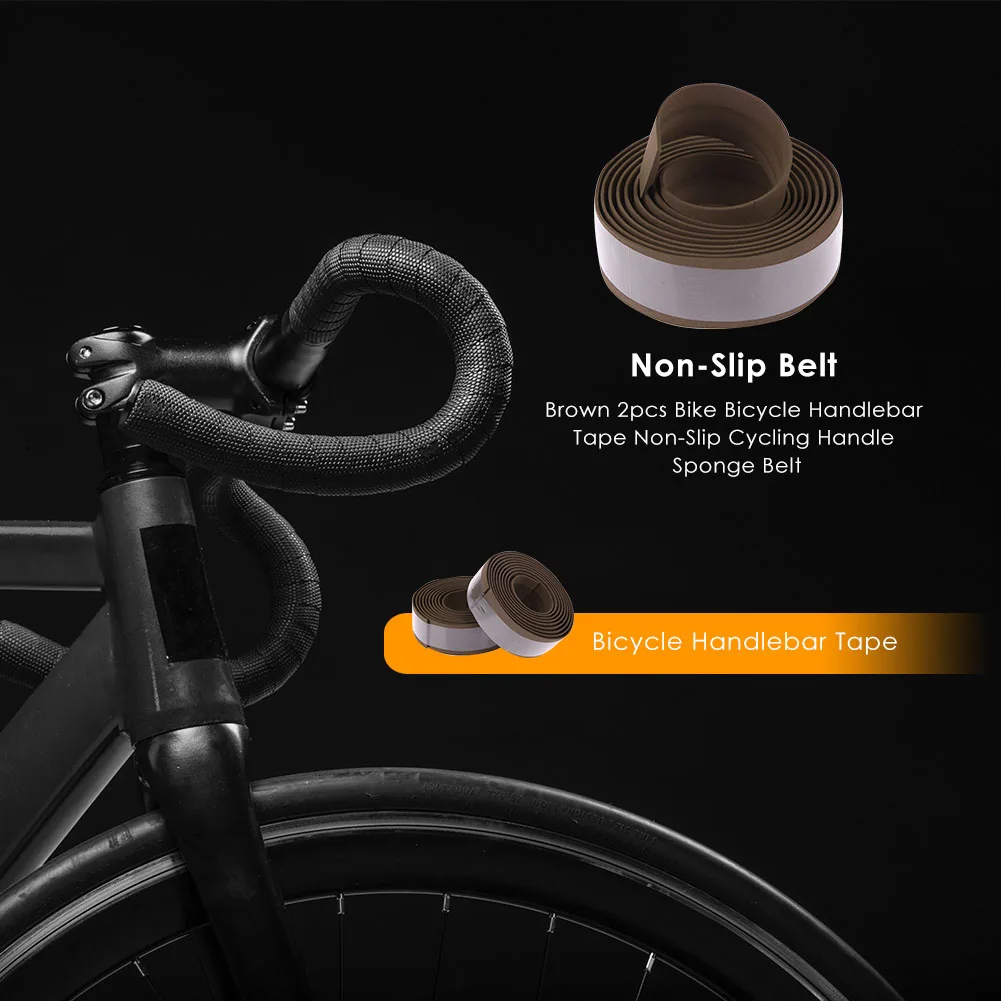 حزام مقود الدراجة الناعم القابل للتنفس، غير قابل للانزلاق، بني لركوب الدراجات، مقبض MTB، حزام إسفنجي لمقود الدراجة