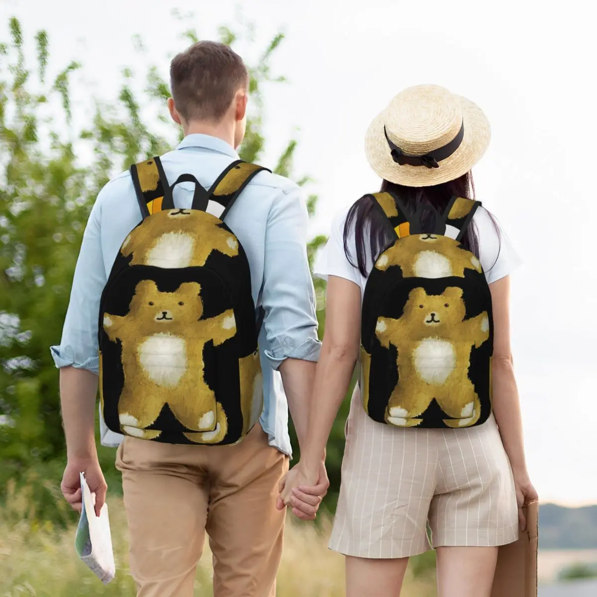 

Golden Teddy Backpack Student Boys Girls BookBag Kids School Bag Computer Shoulder Bags for Men Women