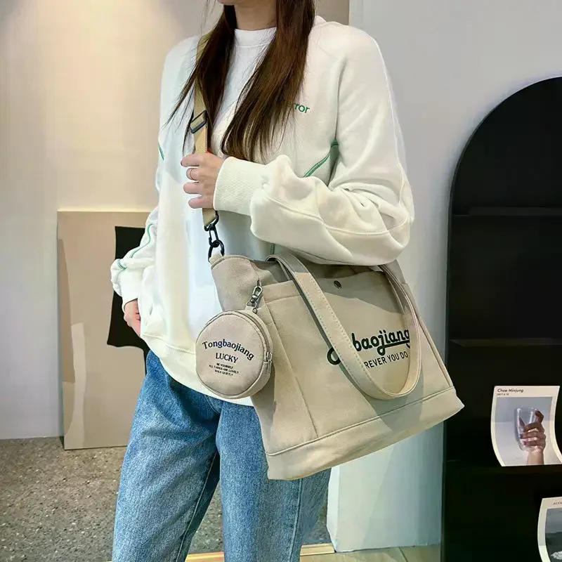 

Simple Corduroy Tote Bag Solid Color Shoulder Bag With Zipper Wallet Sling Bag Handbag For School Work Shopping