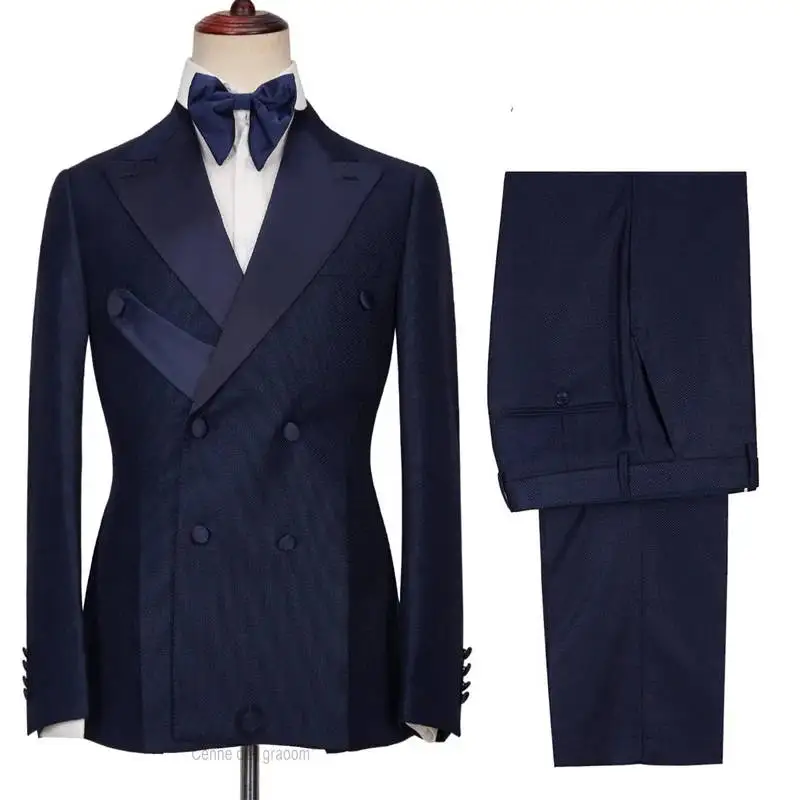 Traje de satén con solapa y visera para hombre, traje de boda Formal, 2 piezas (chaqueta + pantalón), MZ7