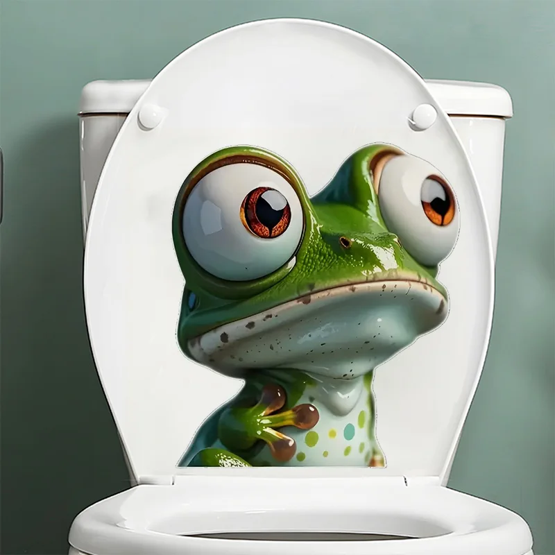 Funny Frog Stickers,Wall Toilet Decal Removable, Waterproof Vinyl Car Sticker for Bathroom Decor, Outdoor Indoor Use