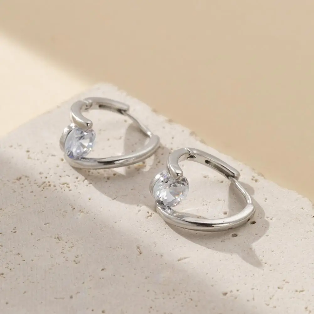 Cartilage Nail Earrings Women’s Cubic Zirconia Hanging Earrings Polished Irregular Huggie Studs Electroplated for Party