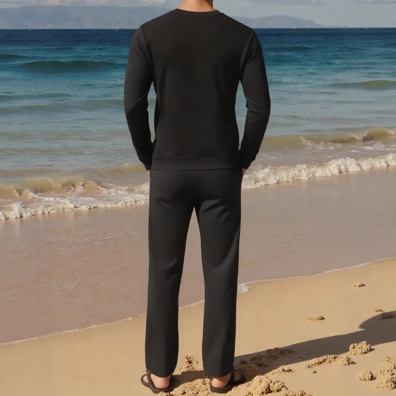 Spring and Autumn Round Neck T-Shirt New 3D Printed Sports Gradient Men's Casual Suit