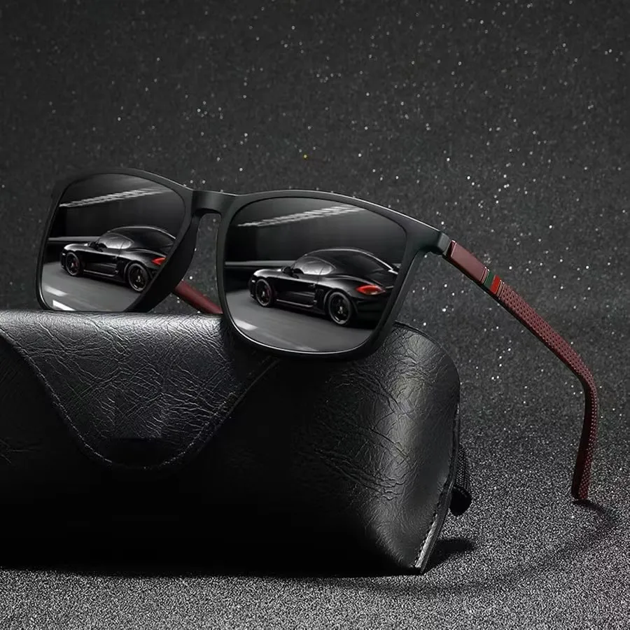 Modische bunte Streifen-Vintage-Quadrat-Sonnenbrille für Männer und Frauen zum Autofahren und Angeln, Marken-Designer-Sonnenbrille, Herrenbrille