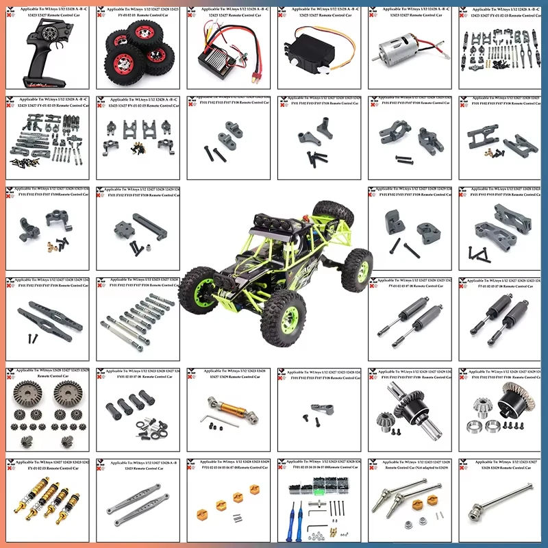 Pièces métalliques Wltoys 12428 12427 12423 RC, pièces de rechange automobiles, bras ondulé, boîte avant, engrenage, pneu, suspension, amortisseur, le plus récent, 12429