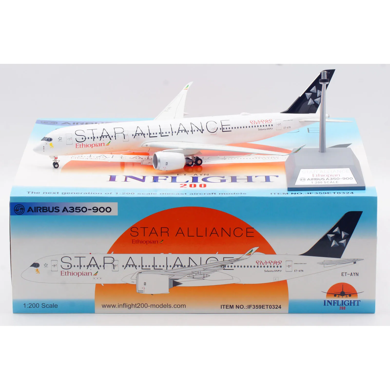 

IF359ET0324 Alloy Collectible Plane Gift INFLIGHT 1:200 Ethiopian Airlines Airbus A350-900 Diecast aircraft Jet Model ET-AYN