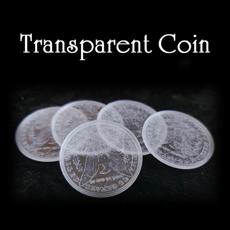 Transparent Coin Morgan Dollar/ Half Dollar Version Close up Magic Tricks Illusions Gimmick Coin&Shell Magic Accessories Funny