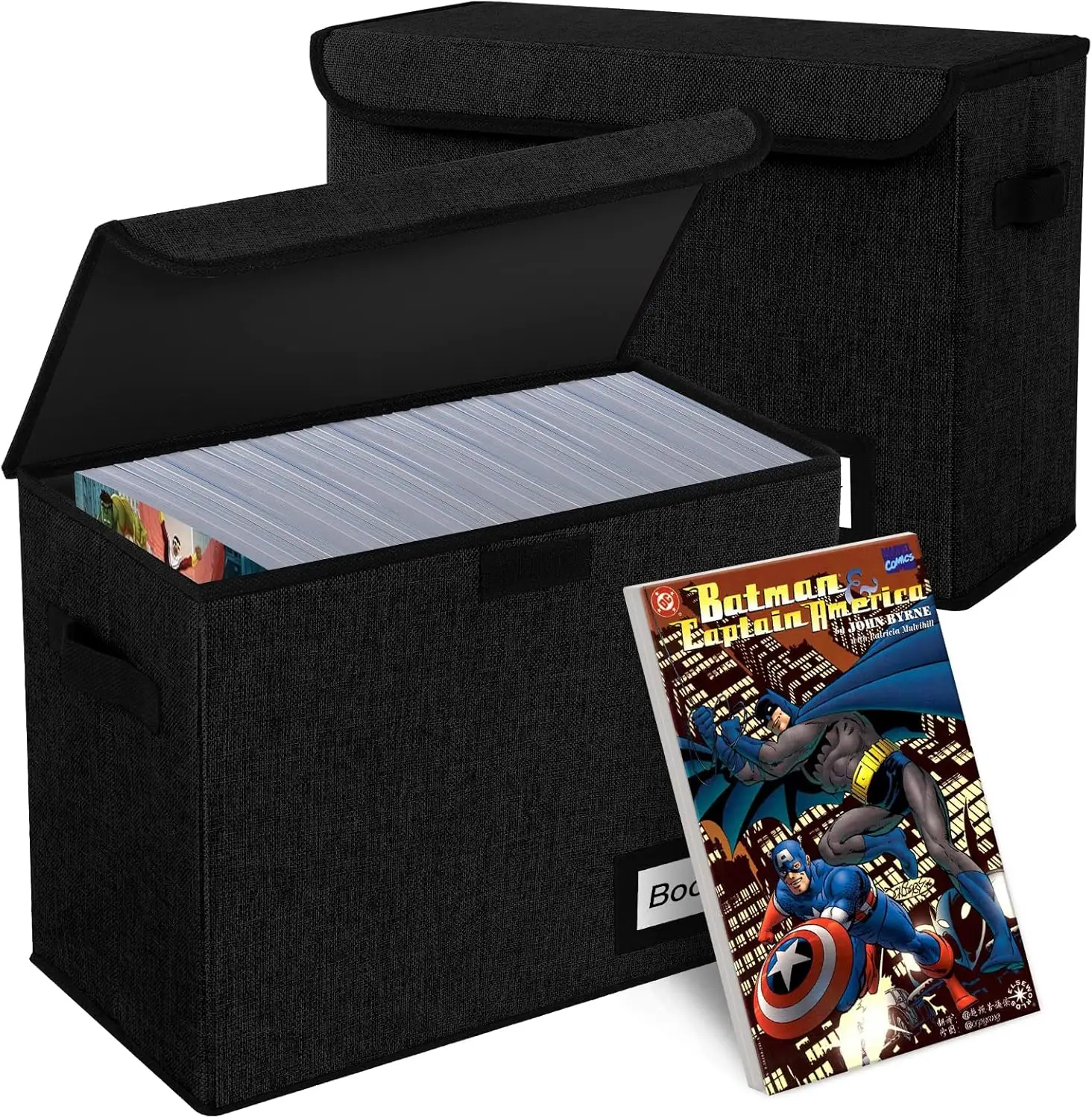 

Comic Book Storage Box 2 Pack, Heavy Duty Collapsible Protector Organizer with Lid and Handle, Holds 160-180 Comics
