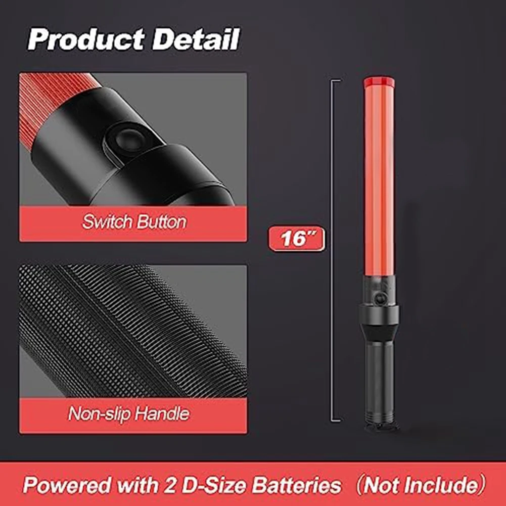 ABZV-Traffic Batons, светодиодная палка управления движением, палочки с защитным фонарем, сигнальные палочки для парковки и аэропорта, 16 дюймов, 2 шт.