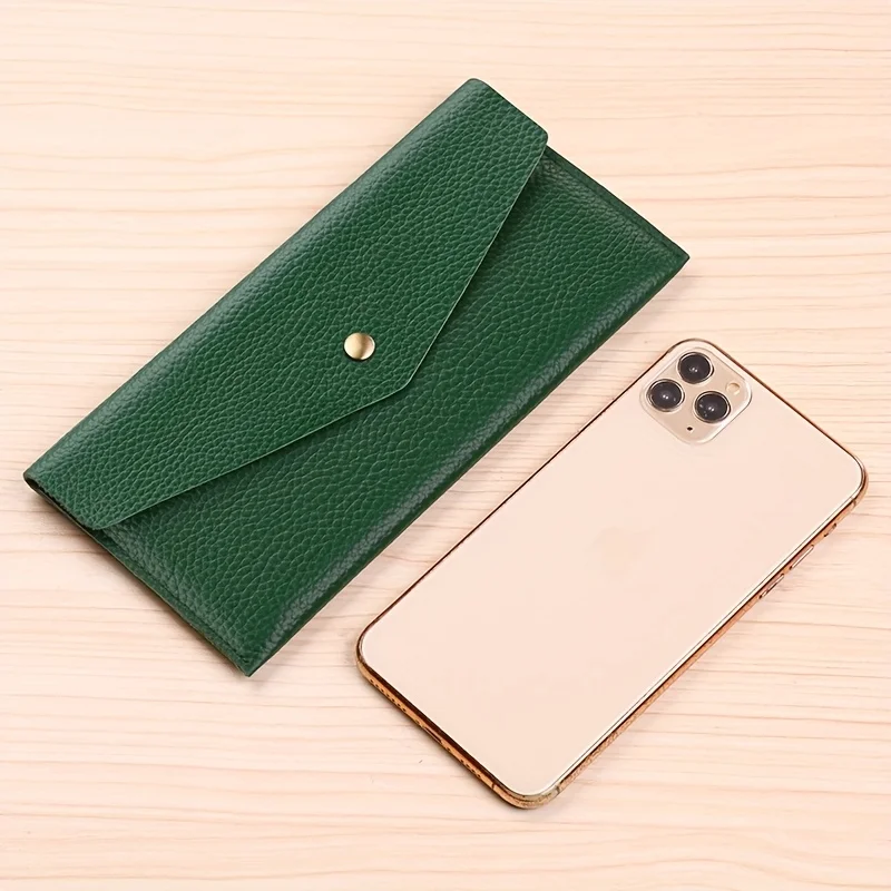 Tas penyimpanan uang tunai berkapasitas besar, dompet koin bernilai tinggi khusus, wadah penyimpanan amplop lembut dari kulit, semuanya terbuat dari kulit sapi, kecerdasan