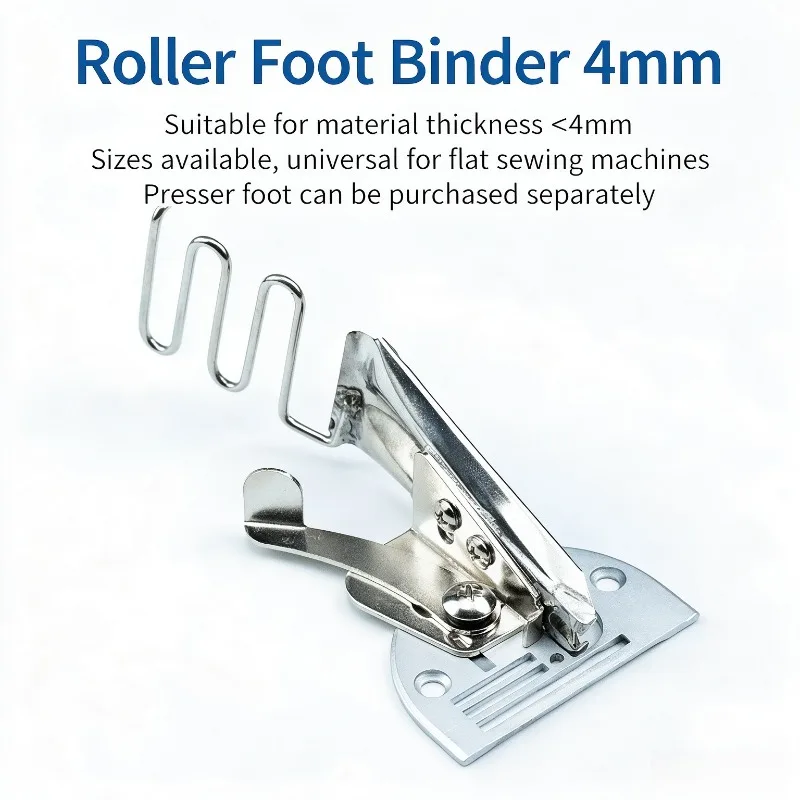 HENVOR Double Welting Presser Foot for Computerized Flat Sewing Machine Four-Fold Hemming Roller Foot Sewing Accessories
