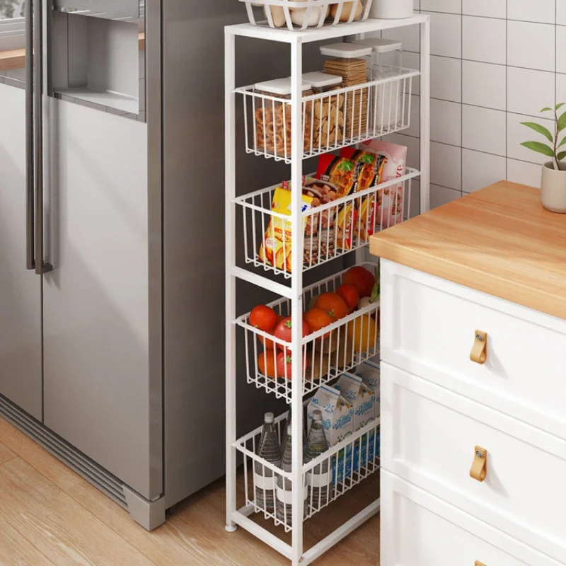 

Kitchen Storage Items Refrigerator Side Shelf for Spices Landing Multi-layer Storage Baskets Pull Design Vegetable Storage Rack
