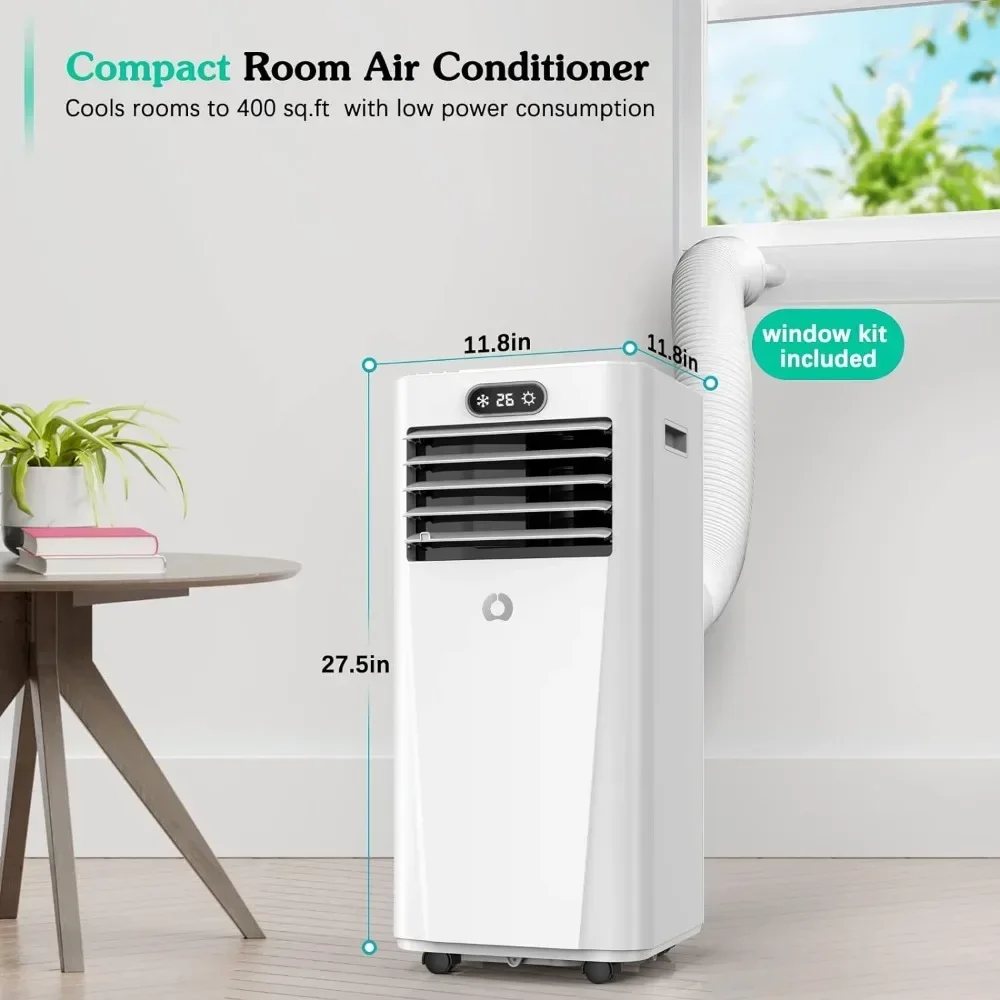 10,000 BTU AC portabel, untuk ruang ke 400 sq.ft/ 3 in 1 AC Unit portabel dengan Dehumidifier/kipas & perlengkapan jendela termasuk