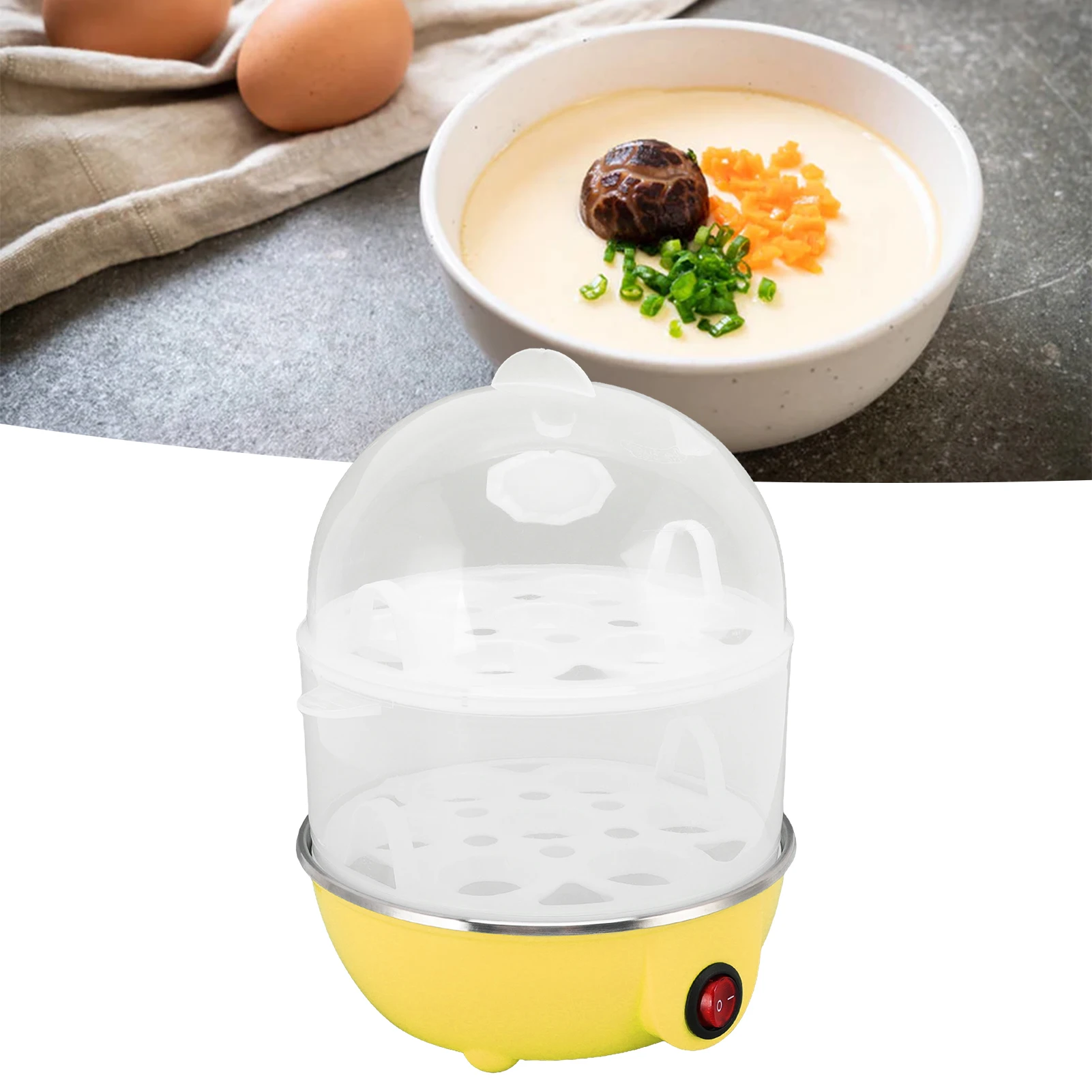 Home Egg Cooker 350W 2 Layers 14Pcs Eggs A Time Auto Power Off Safe Durable PP Egg Boiler With Measuring Cup for Home