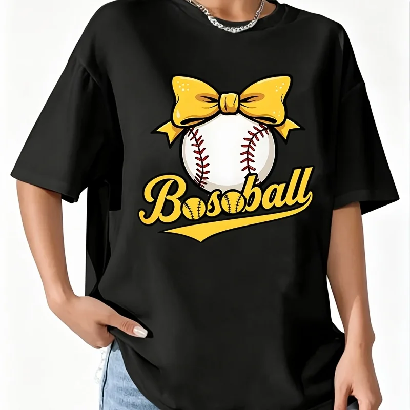 Softball Mom Funny Baseball Fan Women's 100% Cotton T-Shirt Fun Print Short Sleeve Top Casual Round Neck Tee S-5Xl