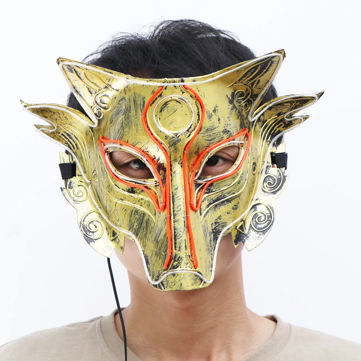 

LED Wolf Mask Cover Halloween Cosplay Masquerade Party Wolf Head Mask Scary Masks LED Accessories