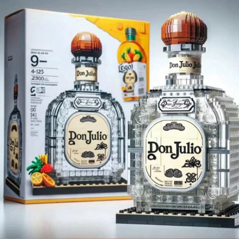 بنة زجاجة ويسكي، محاكاة زجاجة النبيذ تجميع اللبنات، اللبنات الإبداعية، الحلي، ديكور المنزل