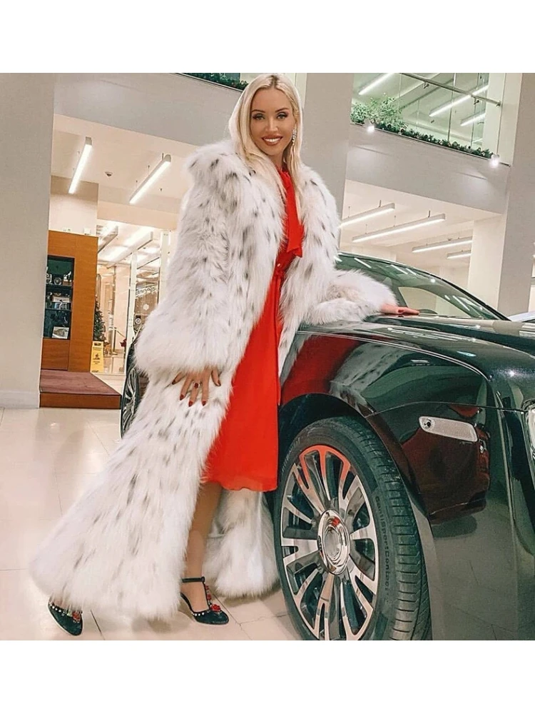 European American Fashionable Sexy Noble Faux Fur Coat Elegant Leopard Print Charm Temperament Exquisite Winter Warmth Outerwear