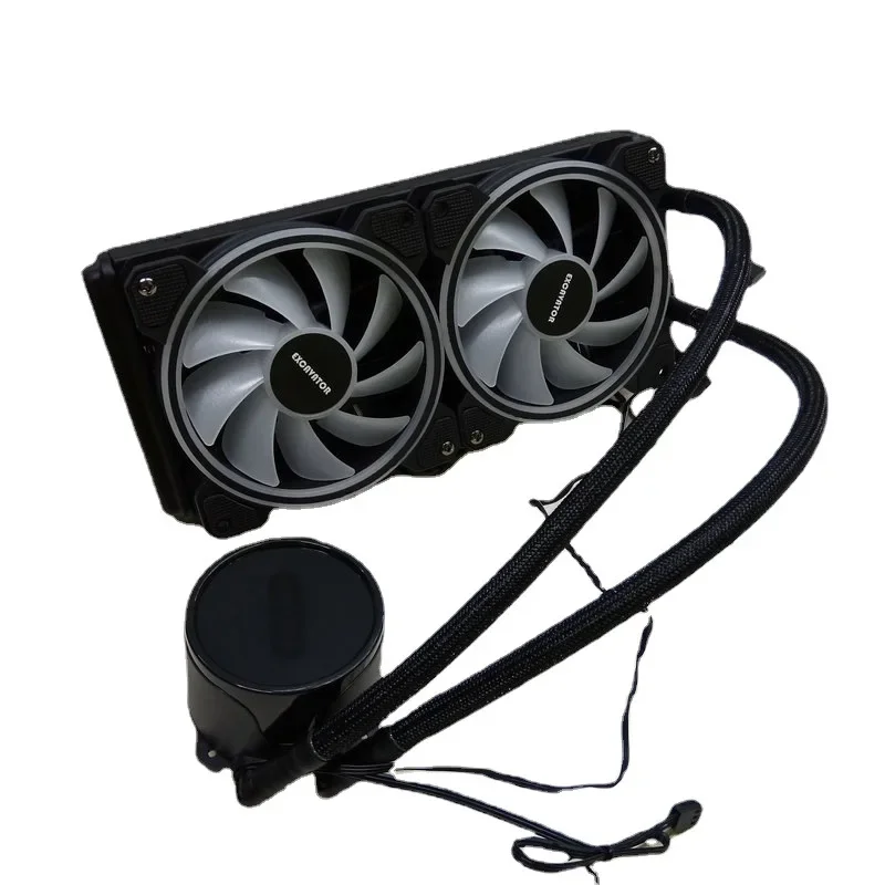 Dual-row 240 Water-cooled Radiator Dual-aperture Dazzling + ARGB Multi-platform Water-cooled CPU Cooler Fan