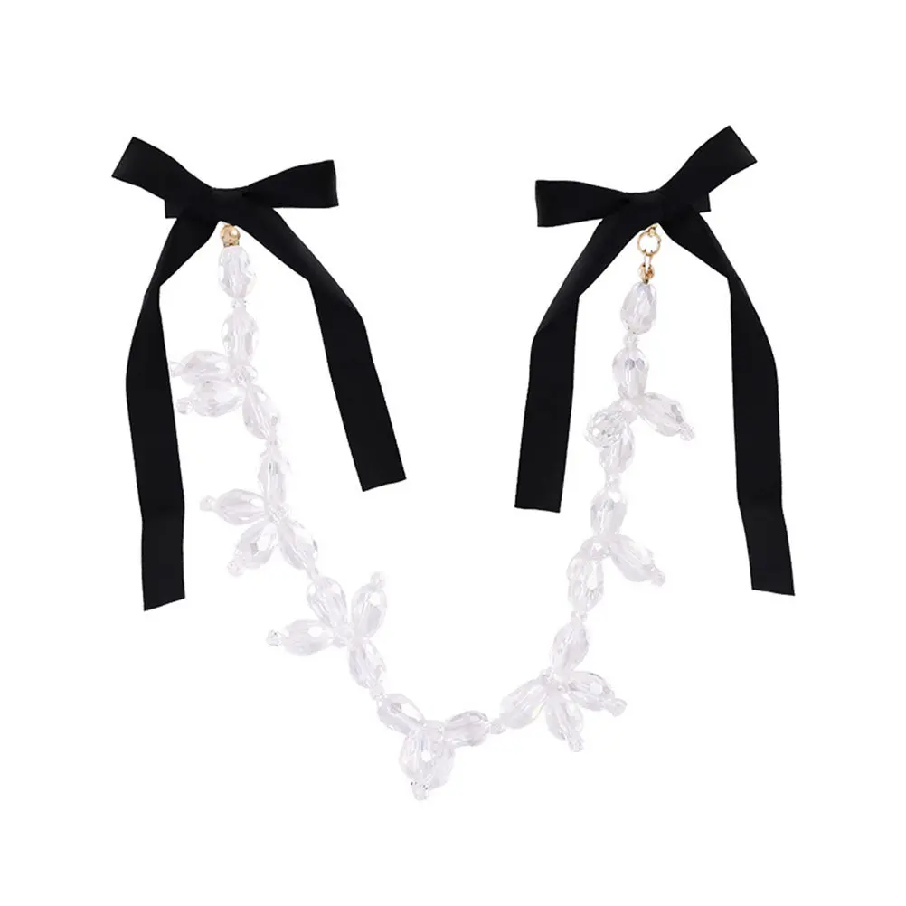 

Large Bow Hair Clip Barrette Dangle Crystal Chain Headpiece for Women Wedding Bridal Shower Office Hair Accessory