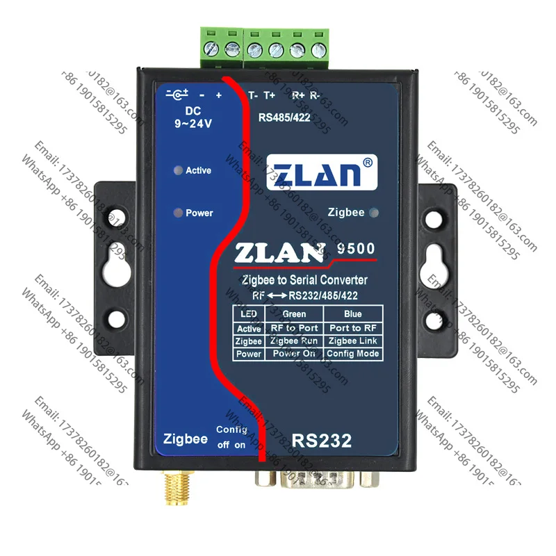 

Zigbee wireless serial port server RS232/485/422 to ZLAN9500