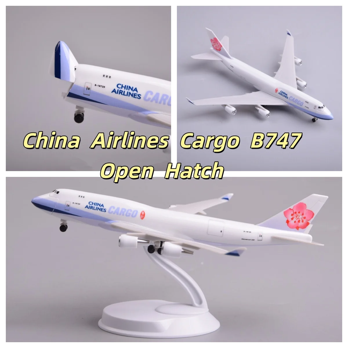 

China Airlines Cargo B747 Hatches Can Be Opened ABS 20cm Scale Aircraft Flight Machine Model Miniature Airplane Displays Gift