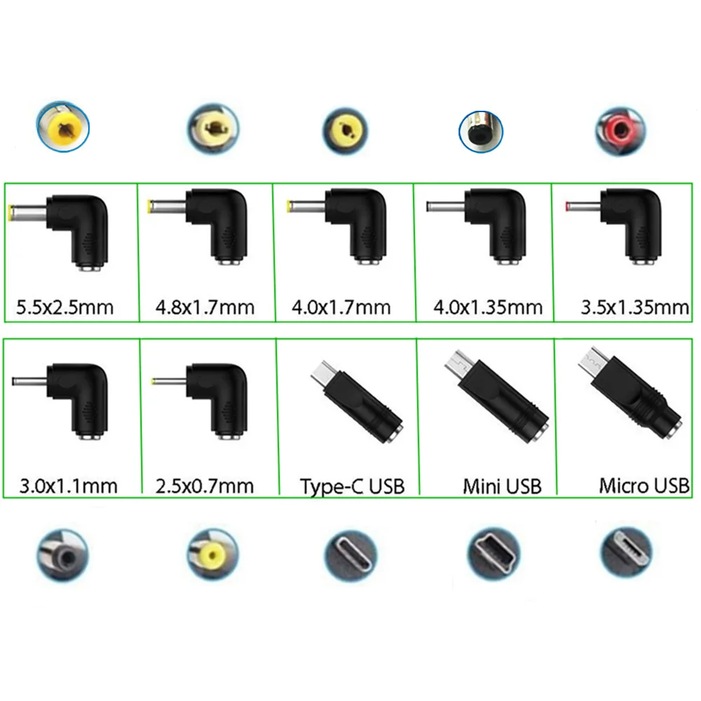 USB 5.5x2.1mm 전원 케이블 + DC 3.5x1.35mm 4.0x1.7mm 유형-C 미니 마이크로 DC 5.5x2.1 여성 배럴 잭 전원 플러그 커넥터