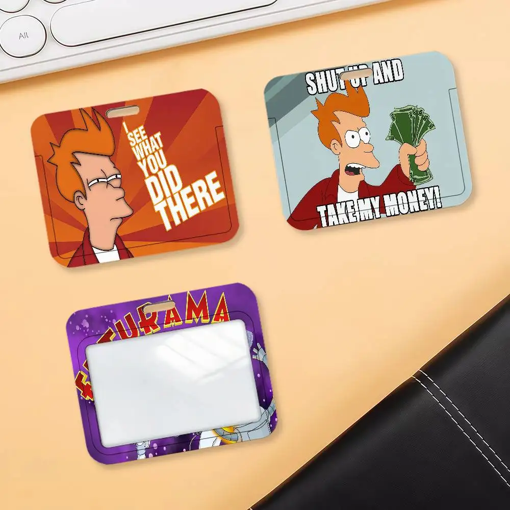 Porta-cartões Cartoon F-Futurama-S para cartões de transporte, permissores de trabalho, identidade, cartões de refeição para estudantes