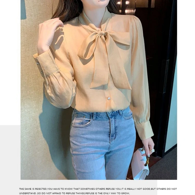 Spring Autumn New Solid Color V-neck Long Sleeve Fashion Shirt Women High Street Casual Button Cardigan Lacing Bow All-match Top