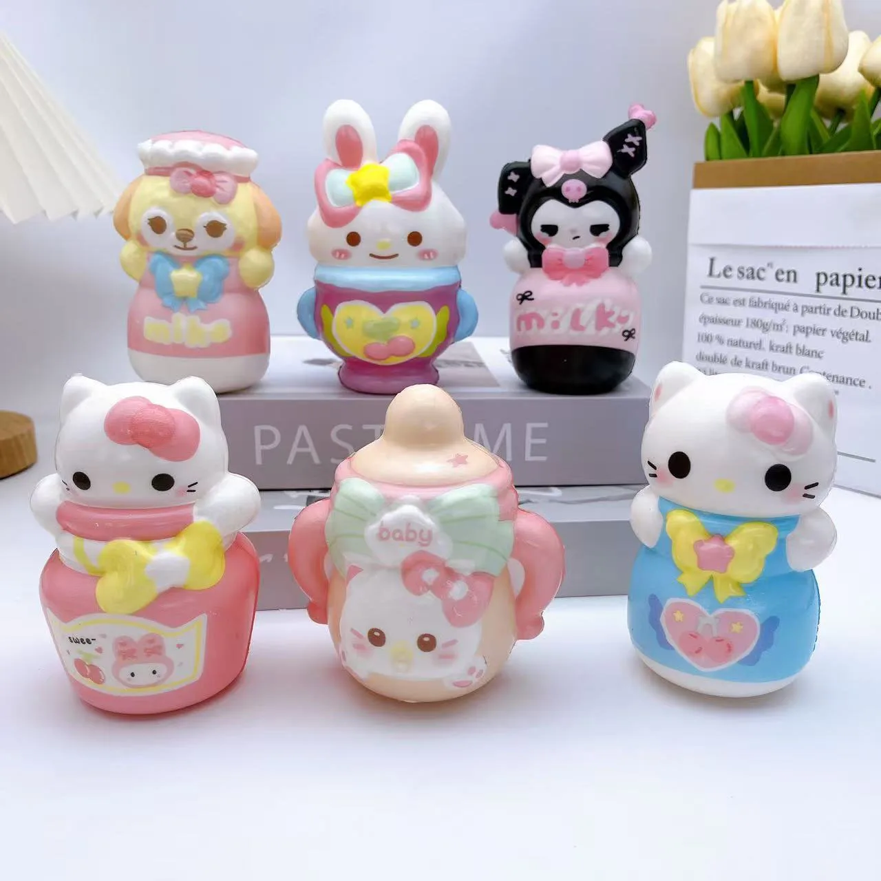 

SqueezeToy: Melody KuromBaby Bottle-Shaped Cup with PU Slow-Rebound Material—Stress-Relief Toy and Decorative Ornament for Kids