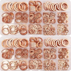 100/150/200/250/300PCS Copper Washer Gasket Nut and Bolt Set Flat Ring Seal Assortment Kit with BoxM6/M8/M10/M12/M14/M16/M18/M20