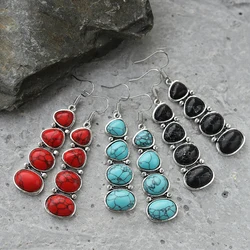 A pair of turquoise Chinese vintage earrings with irregular alloy lovers earrings for Valentine's Day Creative Party gift
