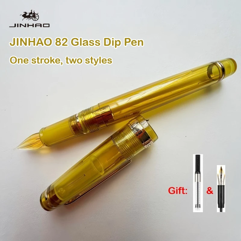 

Перьевые ручки JINHAO 82 со стеклянным корпусом и конвертерами для чернил, два стиля в одном, для каллиграфии, канцелярские товары, школьные принадлежности
