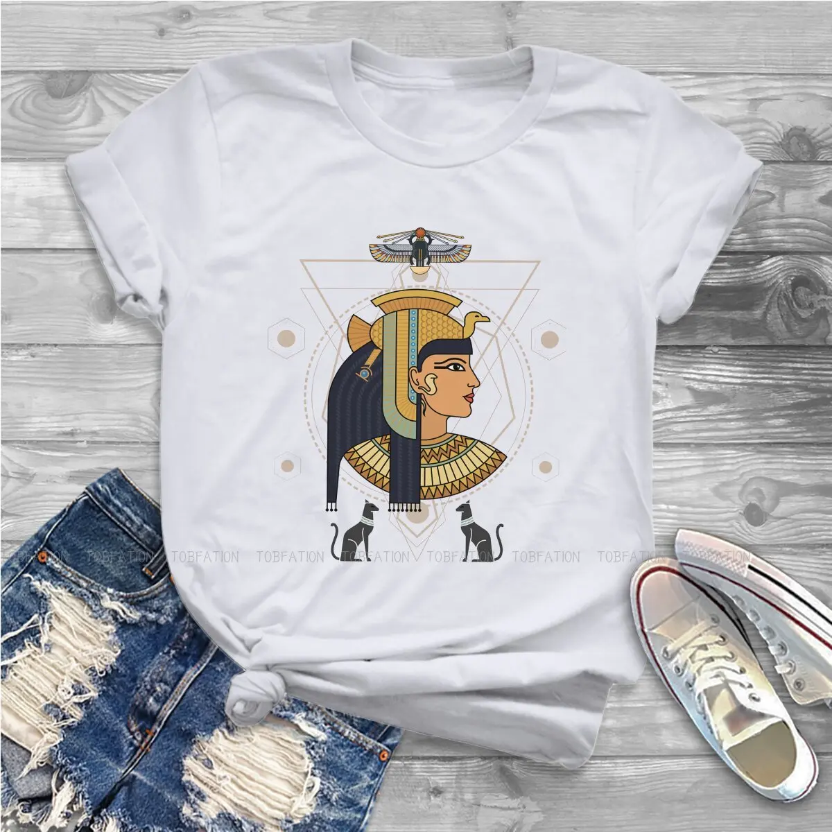 Cleopatra Queen Classic  TShirt For Women Egyptian Ancient Egypt Culture Tees Style Lady T Shirt 5XL Homme Printed Oversized