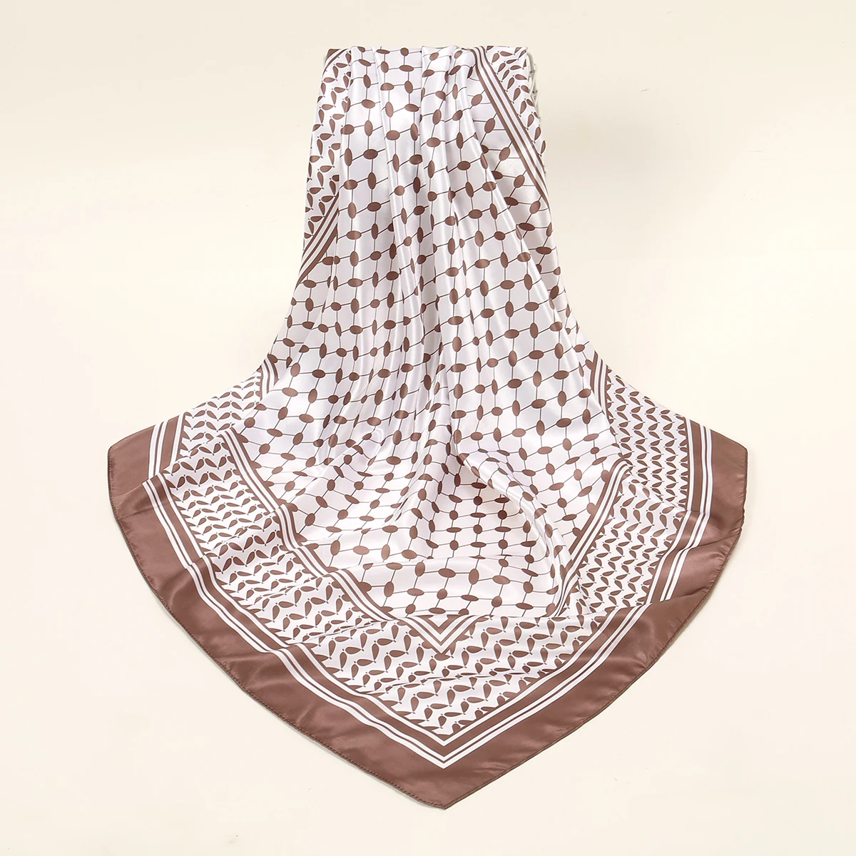 90*90cm Printed Silk Palestine Scarf Keffiyeh Satin Ladies Hijab Kuffiyeh Small Square Scarf Bandana Sunscreen Hair Band