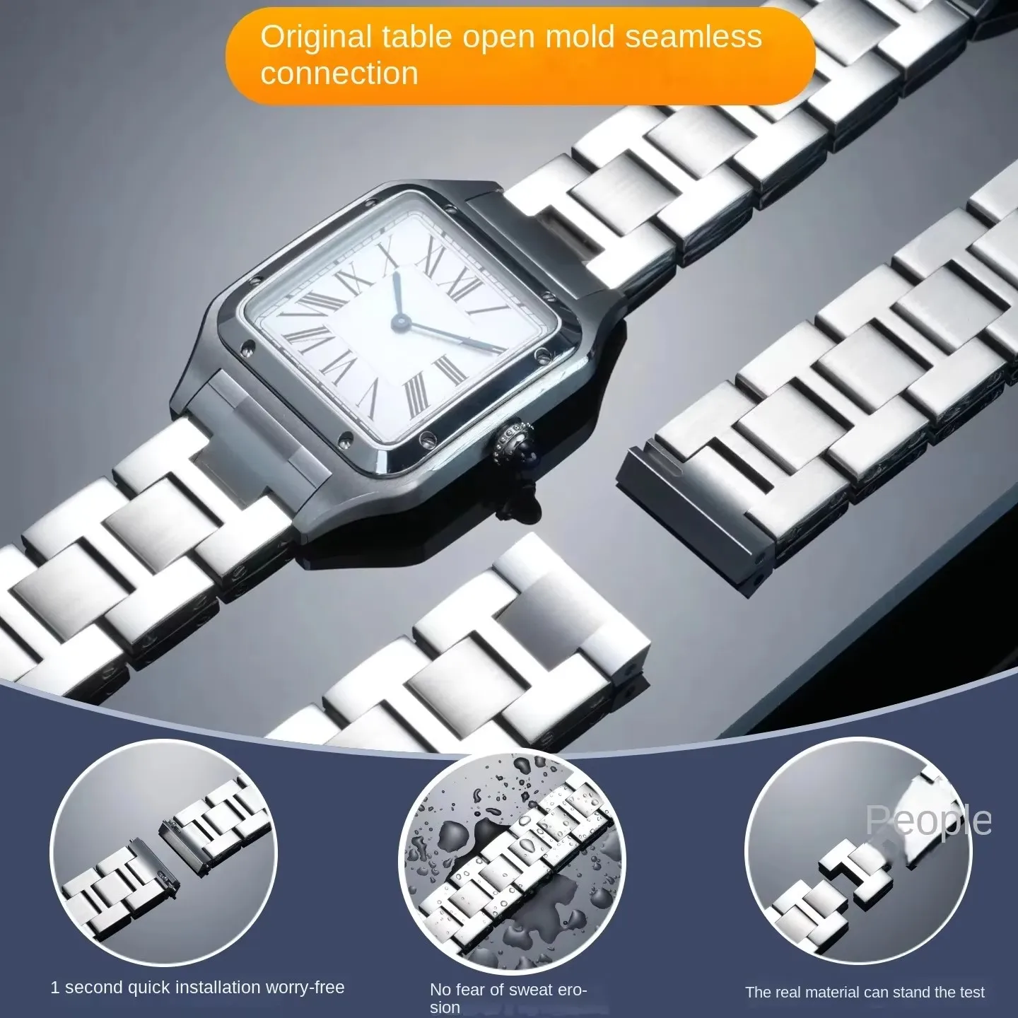 175mm-quick-release-304l-steel-bracelet-for-cartier-santos-dumont-steel-watch-strap-for-new-wssa0086-women's-watch-band-chain