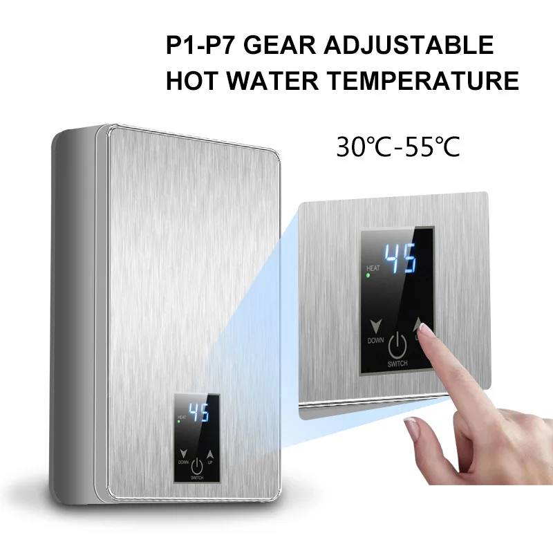 Tankless Electric Water Heater Household Fast Heating Wall Mounted Instant Water Heater with Digital Display