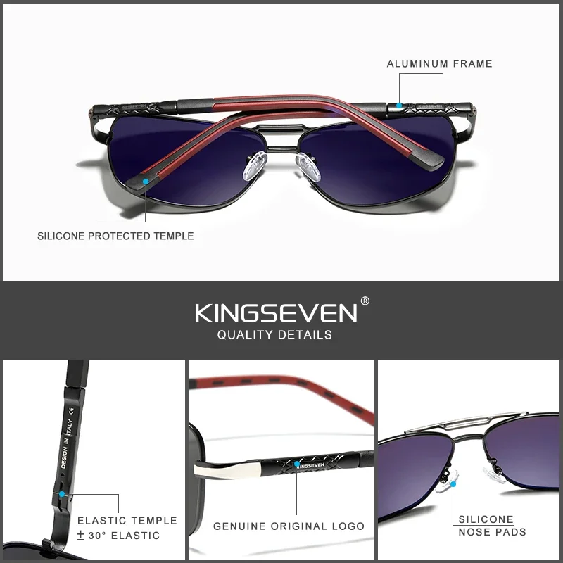 KINGSEVEN 2024 Aluminiowo-magnezowe męskie okulary przeciwsłoneczne z polaryzacją dla mężczyzn / kobiet Oculos De Sol UV400 — zdjęcie 4