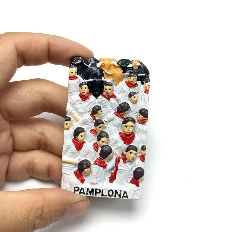 

Spain Pamplona Creative Running of the Bulls Magnetic Fridge Magnet Hot-Selling Travel Souvenir High-Value Gift