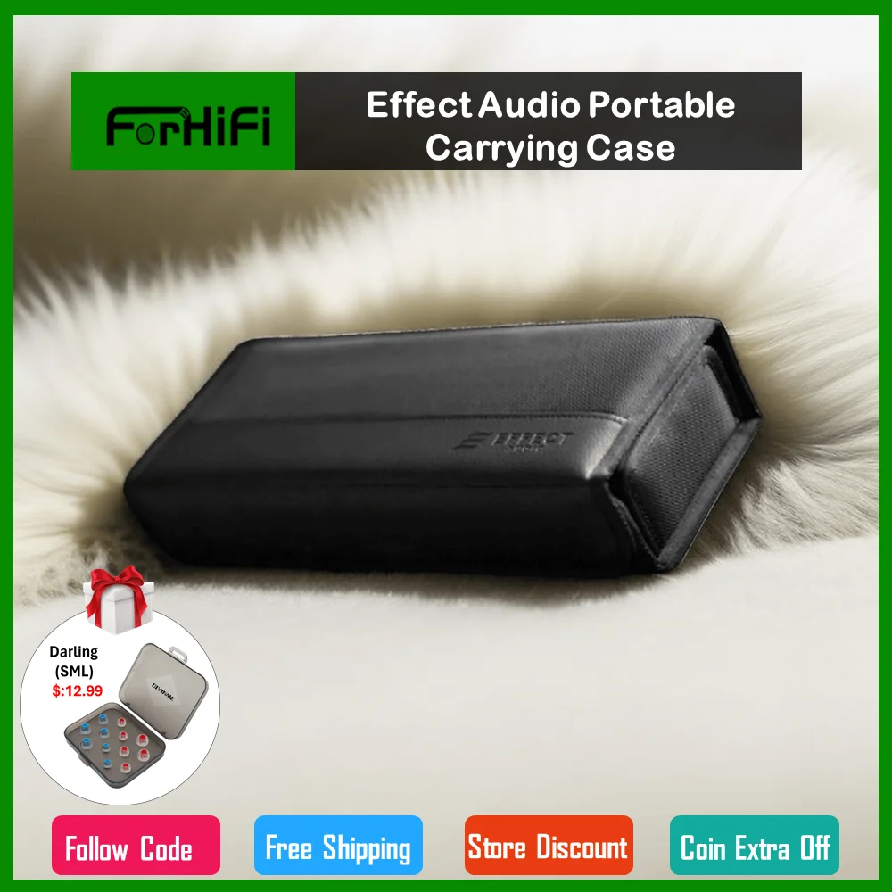 

Effect Audio Portable Carrying Case For Earphone, Adjustable 3 Separate Compartments Leather Storage Box For Audio Accessories