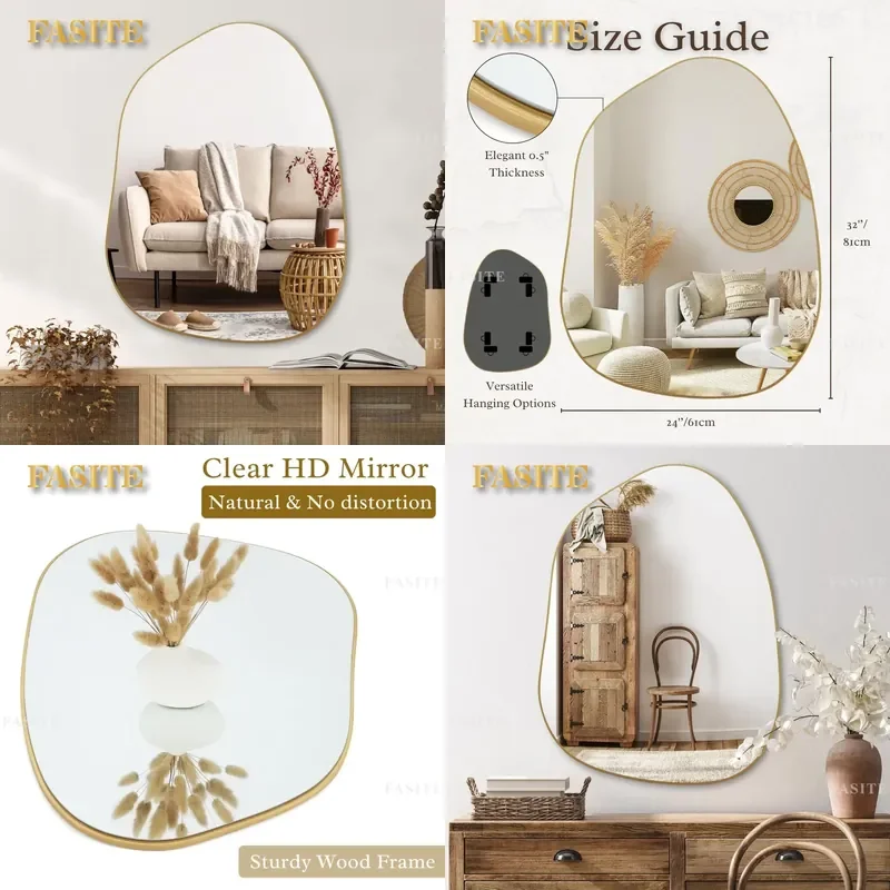 For Bathroom European Irregular Wall Mirror Special Shaped Ins Wind Decorative Creative Paste Mounted Makeup Glass Mirror