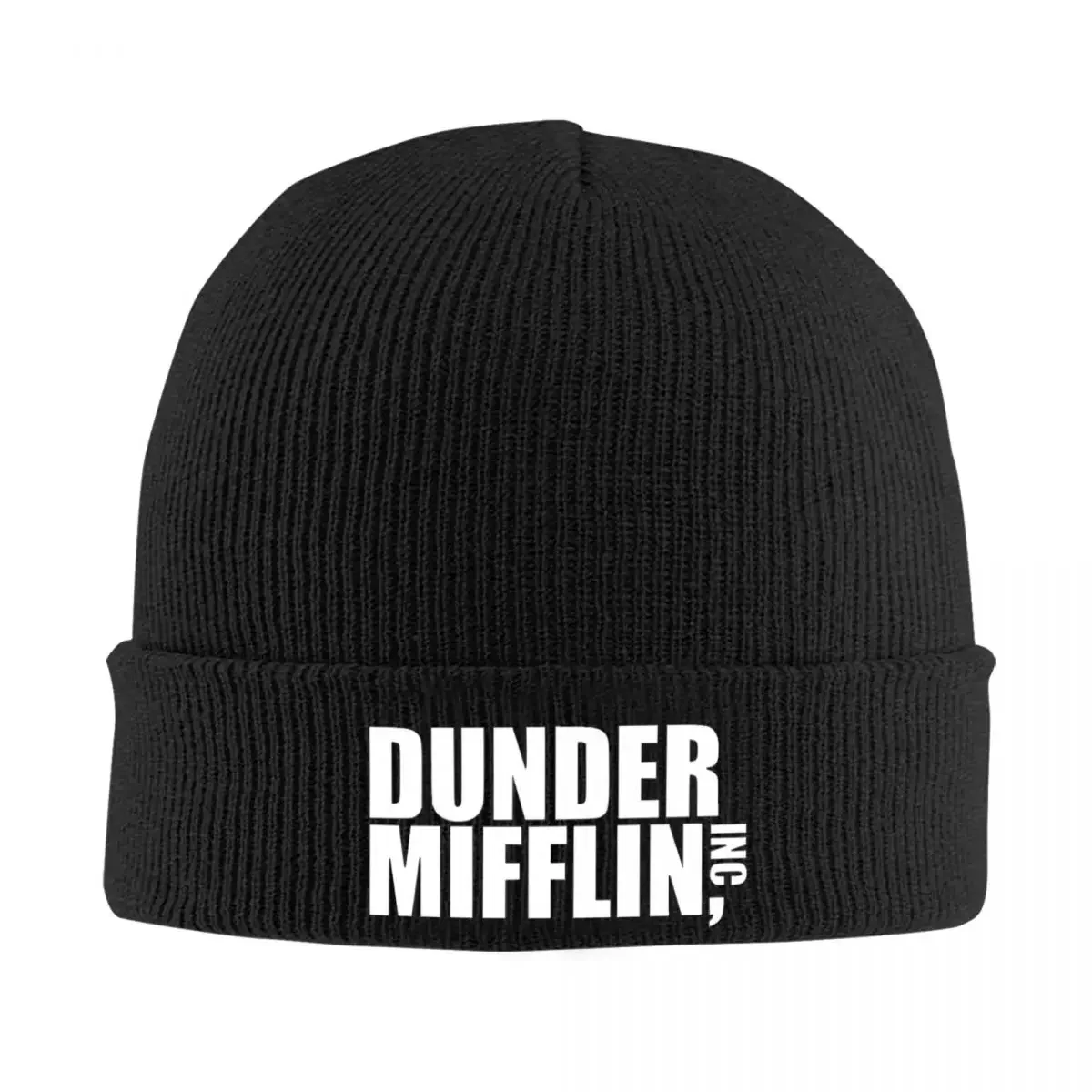 Dunder Mifflin Logo Knitted Hat Beanies Winter Hats Warm Hip Hop The Office TV Show Cap for Men Women