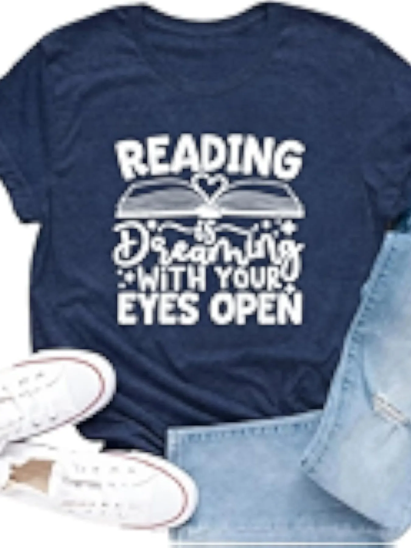 Plus size women's short sleeve T-shirt Reading Is Dreaming With Your Eyes Open Everyday Comfort Versatile Style summer outfit