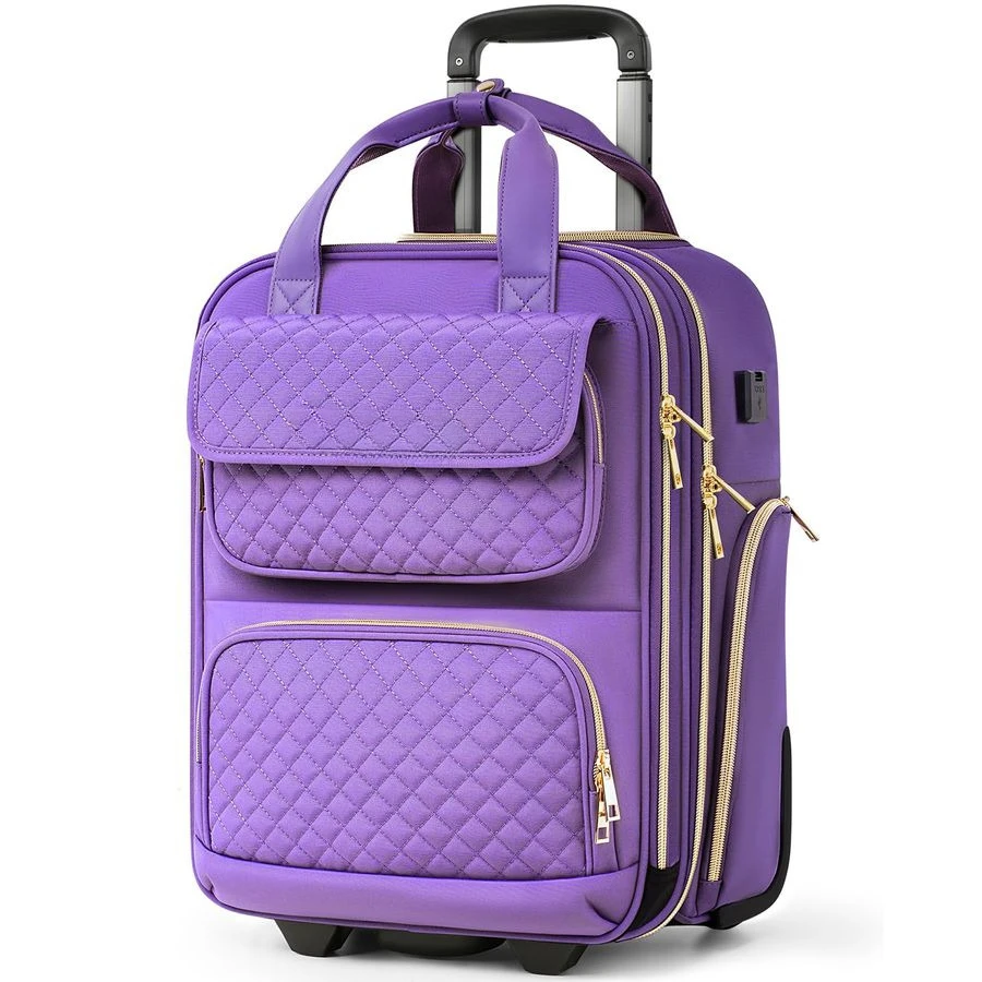 

Carry On Luggage with Wheels, Airline Approved Personal Item Luggage, 16Inch Multifunctional Underseat Luggage, Lightweight Over