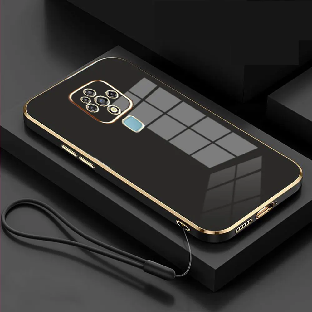 Para Tecno Camon 16 funda de lujo chapada cuadrada Tecno Camon 16 funda de teléfono CE7 CE7j CE9h funda trasera de silicona suave a prueba de golpes Fundas