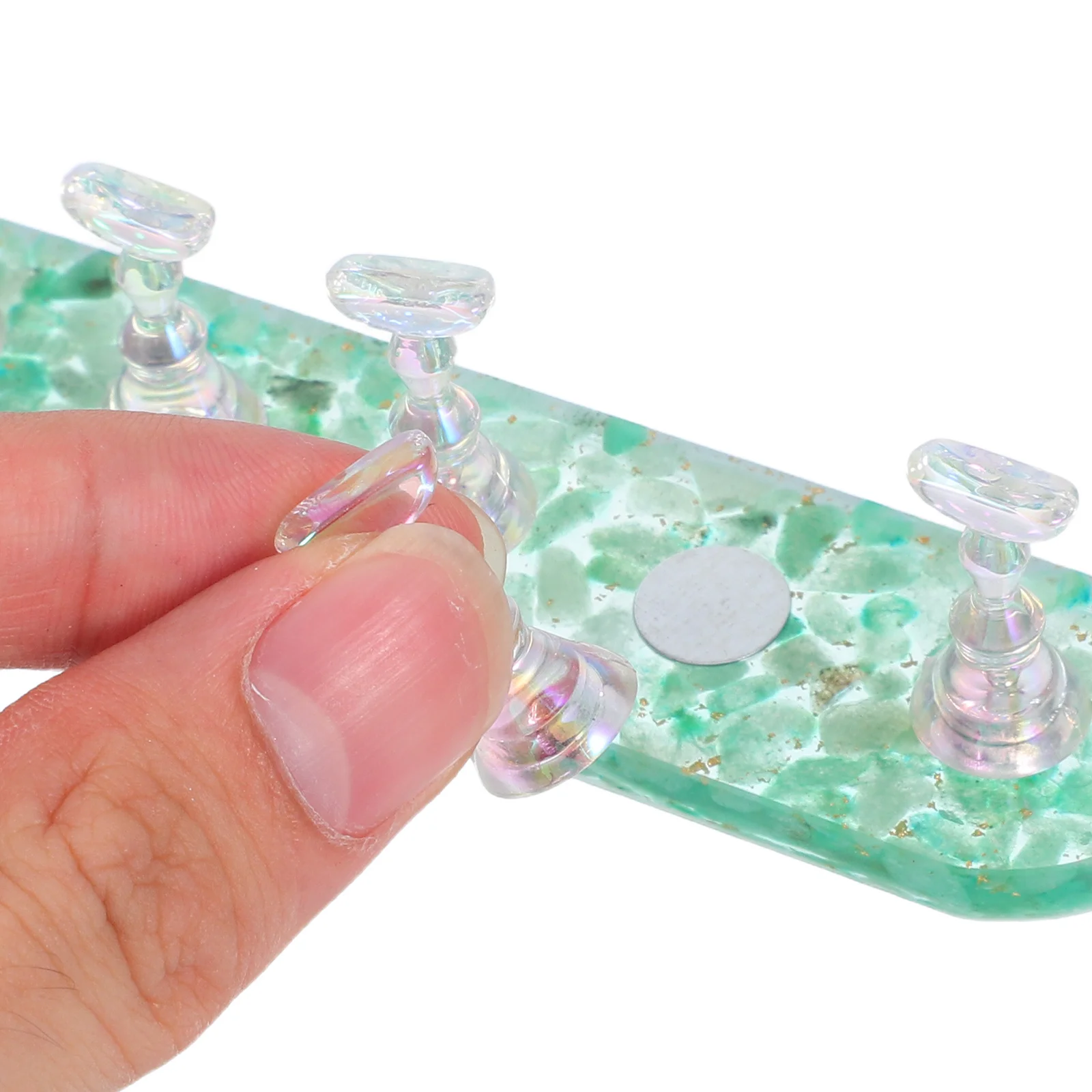 1세트 네일 연습 스탠드 연한 녹색 독특한 디자인 현실적인 촉감 재사용 가능 휴대용 네일 아트 트레이닝 DIY 매니큐어용